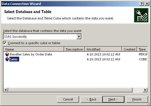 Analysis Services Data Connection in Excel